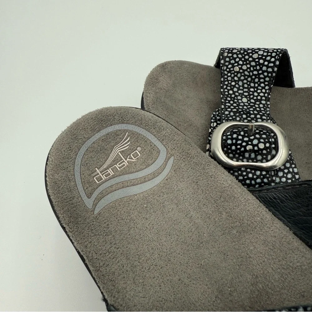 Dansko Leather Sophie Dual Strap Strappy Slip On Clog‎ Sandals Slides Shoes 7.5